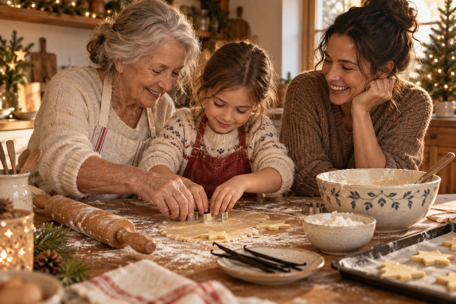 Hands making cookies together